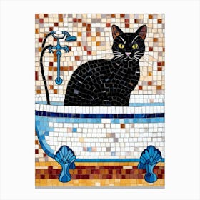 Black Cat In Bathtub 5 Canvas Print