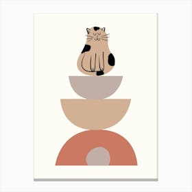 Cat Sitting On A Stack Of Bowls Kids and Nursery Canvas Print