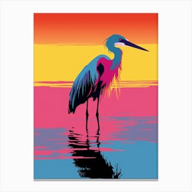 Andy Warhol Style Bird Egret 2 Canvas Print