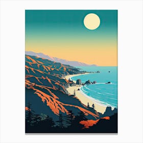 Big Sur California, Usa, Bold Outlines 2 Canvas Print