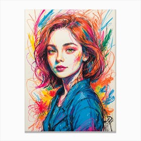 Girl With Colorful Hair 6 Canvas Print