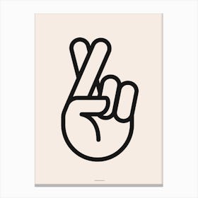 Minimal Fingers Crossed Hand Sign Bold Print Canvas Print