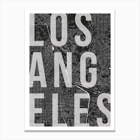 Los Angeles Mono Street Map Text Overlay Canvas Print