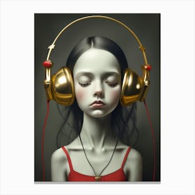 Girl With Headphones 48 Canvas Print