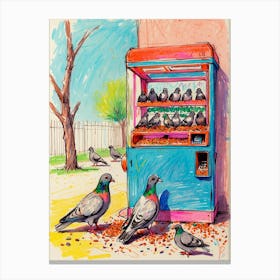 Pigeons At The Vending Machine Canvas Print