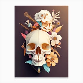 Skull With Geometric 2 Designs Vintage Floral Canvas Print