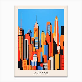 Chicago Colourful Travel Poster 7 Canvas Print