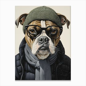 Boxer Dog Wearing Glasses Canvas Print