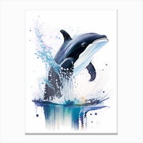 Southern Resident Killer Whale Storybook Watercolour  (3) Canvas Print