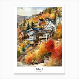 Park City, Utah 2 Watercolor Travel Poster Canvas Print