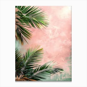 Palm Leaves On A Pink Background Canvas Print