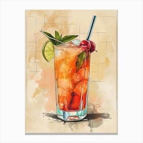 Cocktail Watercolour Inspired Canvas Print