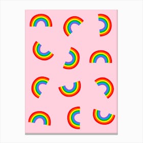 Rainbow Pattern on Pink Canvas Print