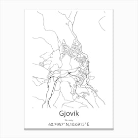 Gjovik,Norway Minimalist Map Canvas Print