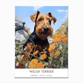 Vintage Welsh Terrier Portrait Canvas Print
