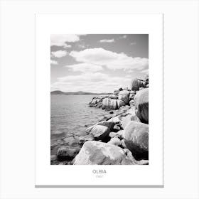 Poster Of Olbia, Italy, Black And White Photo 4 Canvas Print