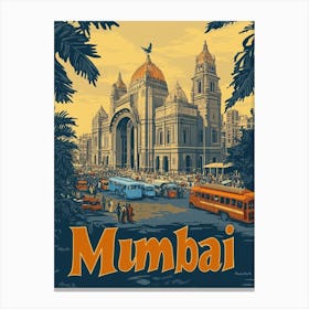 Aihrgdesign A Retro Travel Poster For Mumbai Canvas Print