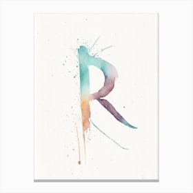 R, Letter, Alphabet Minimalist Watercolour 2 Canvas Print