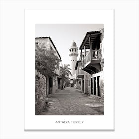 Poster Of Antalya, Turkey, Photography In Black And White 7 Canvas Print