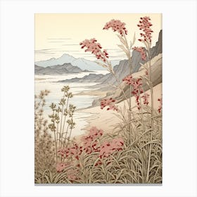 Fujibakama Japanese Silver Grass 2 Japanese Botanical Illustration Canvas Print