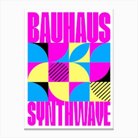 Bauhaus Synthwave #1 poster (fuchsia/magenta-blue) — abstract poster, retrowave print 2 Canvas Print