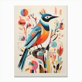 Colourful Scandi Bird Sparrow 3 Canvas Print