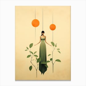 Woman In A Green Dress Canvas Print