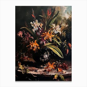 Baroque Floral Still Life Monkey Orchid 1 Canvas Print