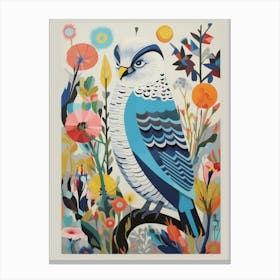 Colourful Scandi Bird Snowy Owl 1 Canvas Print