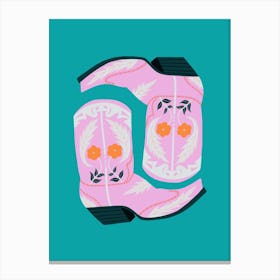 Fancy Boots In Pink And Teal Canvas Print