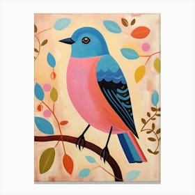 Pink Scandi Eastern Bluebird 4 Canvas Print