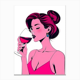 Girl Drinking Wine Canvas Print