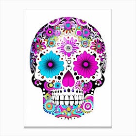 Skull With Psychedelic Patterns 2 Pink Kawaii Canvas Print