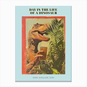 Dinosaur & A Smart Phone Retro Collage 1 Poster Canvas Print