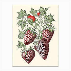 Bunch Of Strawberries, Fruit, William Morris Inspired Canvas Print