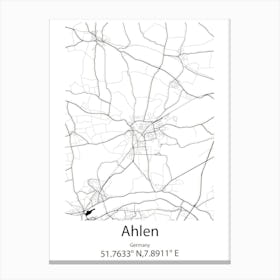 Ahlen,Germany Minimalist Map Canvas Print