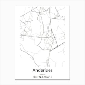 Anderlues,Belgium Minimalist Map Canvas Print