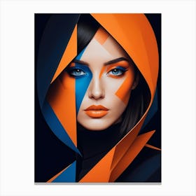 Geometric Fashion Woman Portrait Pop Art Orange (23) Canvas Print
