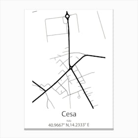 Cesa,Italy Minimalist Map Canvas Print