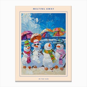 Snowmen On The Beach Painting Poster 2 Canvas Print