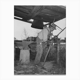 W E Smith, Farmer Near Morganza, Louisiana, Doing Smith Work On Plow In His Improvised Blacksmith Shop By Canvas Print