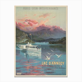 Le Lac D’Annecy French Travel Poster Canvas Print