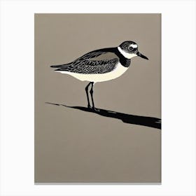 Grey Plover 2 Linocut Bird Canvas Print