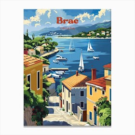 Brac Croatia Vintage Travel Art Illustration Canvas Print