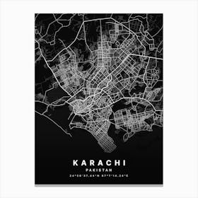 Karachi Pakistan Black Map Canvas Print