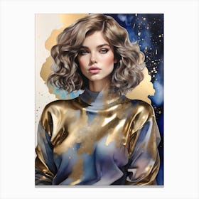 Girl In A Gold Sweater Canvas Print