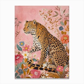 Floral Animal Painting Leopard 1 Canvas Print
