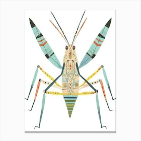 Colourful Insect Illustration Katydid 15 Canvas Print