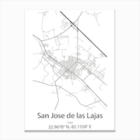 San Jose De Gracia,Mexico Minimalist Map Canvas Print