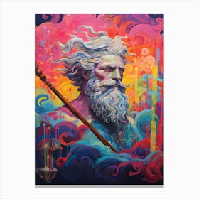 A Silk Screen Portrait Of Poseidon With Trident 3 Canvas Print